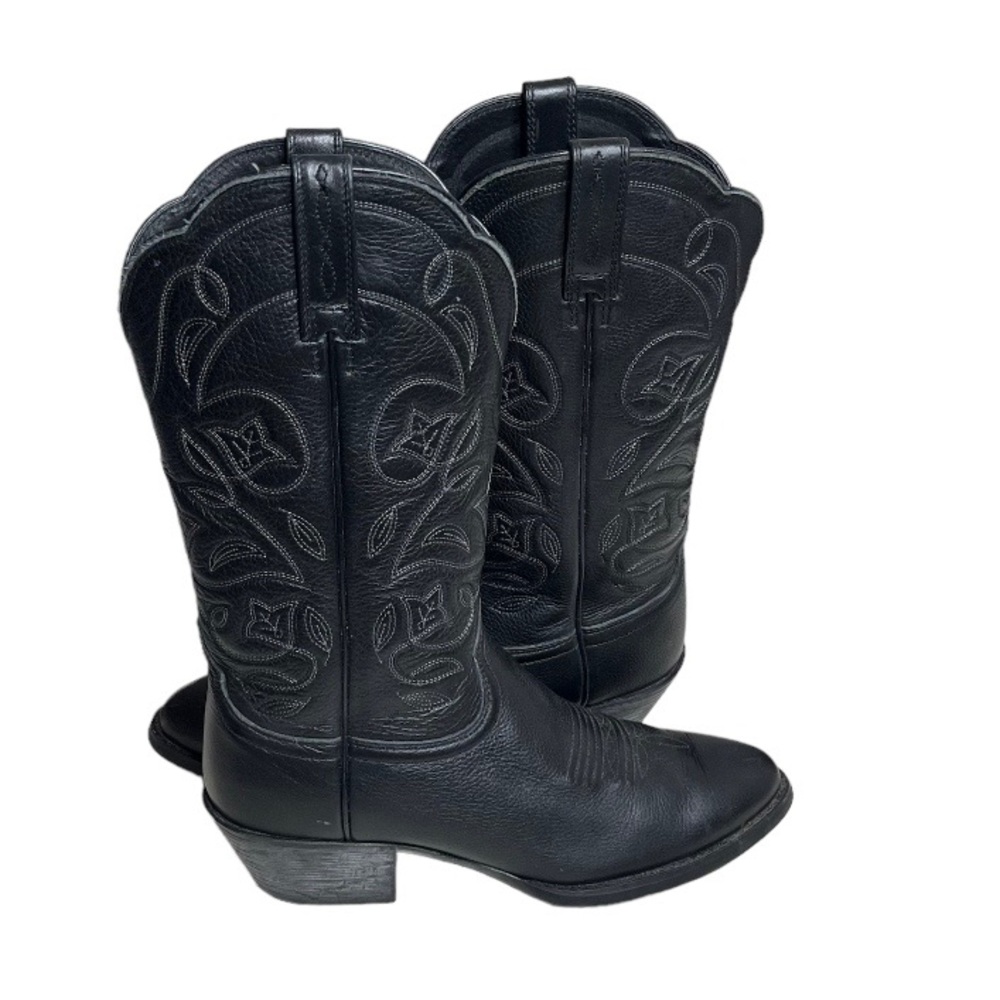 ARIAT Black Cowboy Boots Womens Western Heritage Western R Toe Deertan Size 5.5